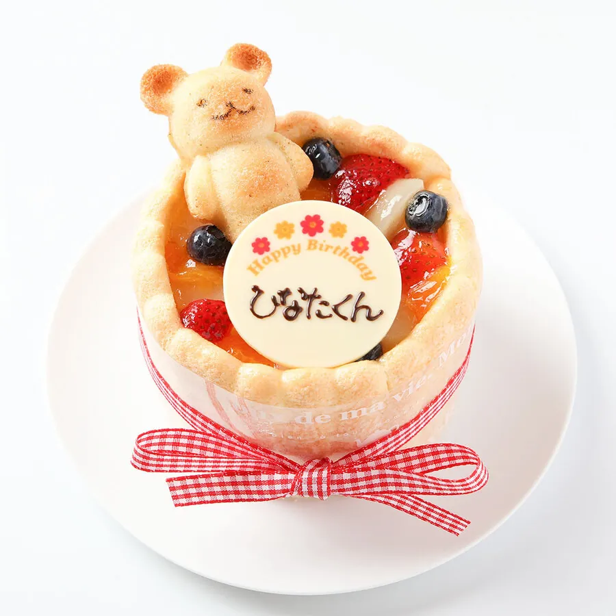 サンタアンジェラのくまのフィナンシェ付 豆乳クリームのファーストバースデーケーキ 3号