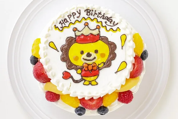 プチベリーのイラスト生クリームデコレーションケーキ 5号