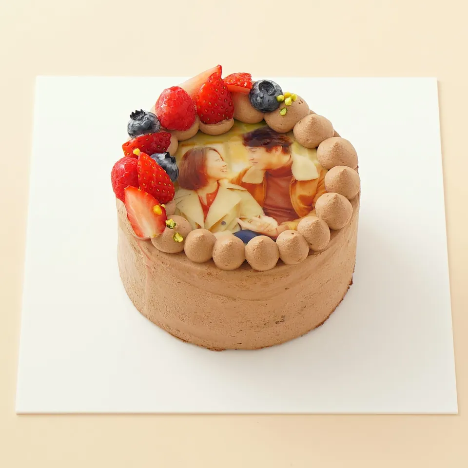 Cake.jp ORIGINAL 丸写真ケーキチョコレート 苺×フランボワーズ